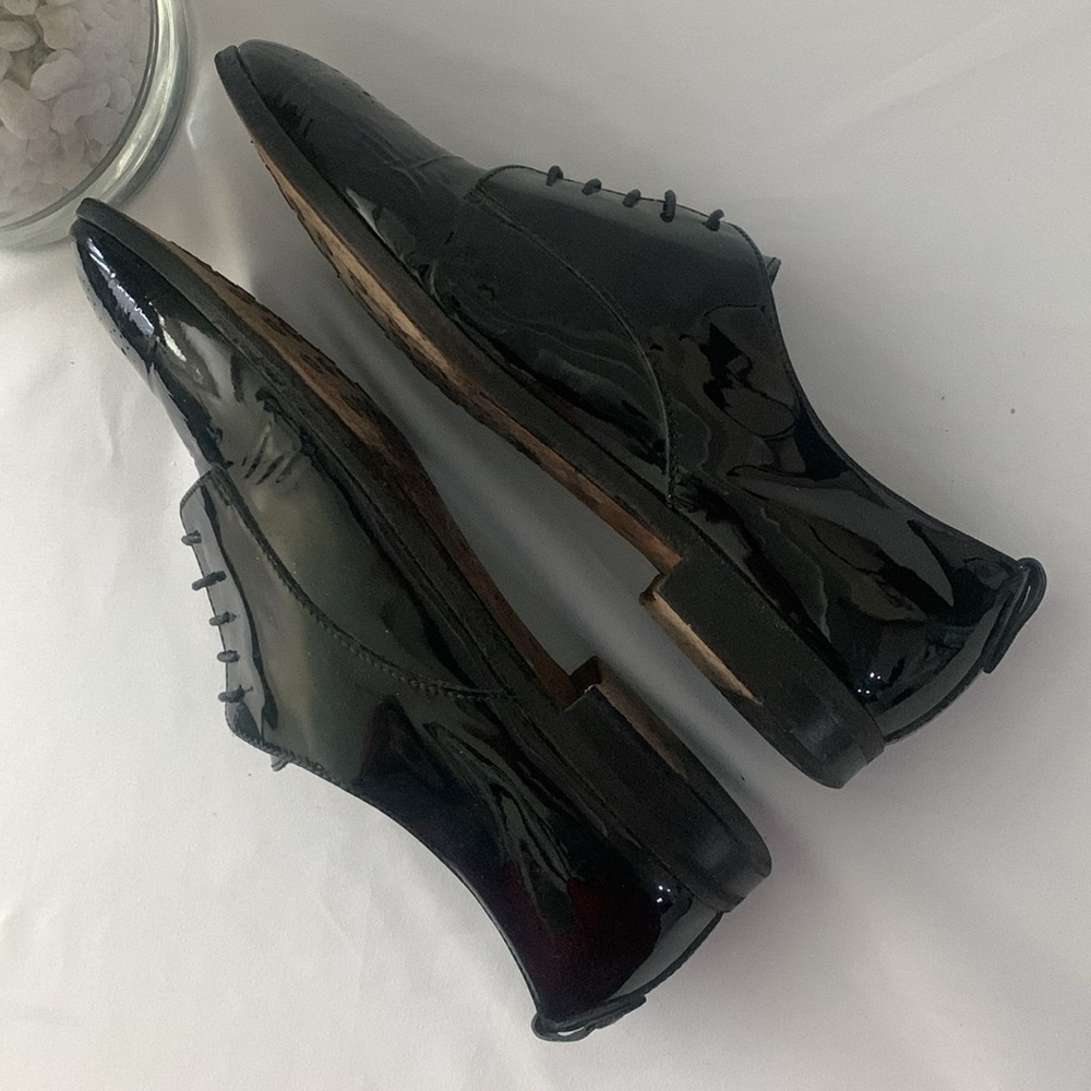 AGL Shiny Patent Leather Lace Up Oxfords Loafers - Picture 5 of 13